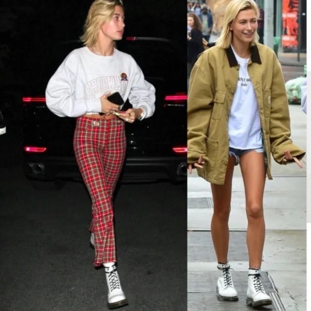 NEW Dr. Martens Docs Zavala White Coated Leather Lace-Up Combat Ankle Boots - Picture 7 of 16